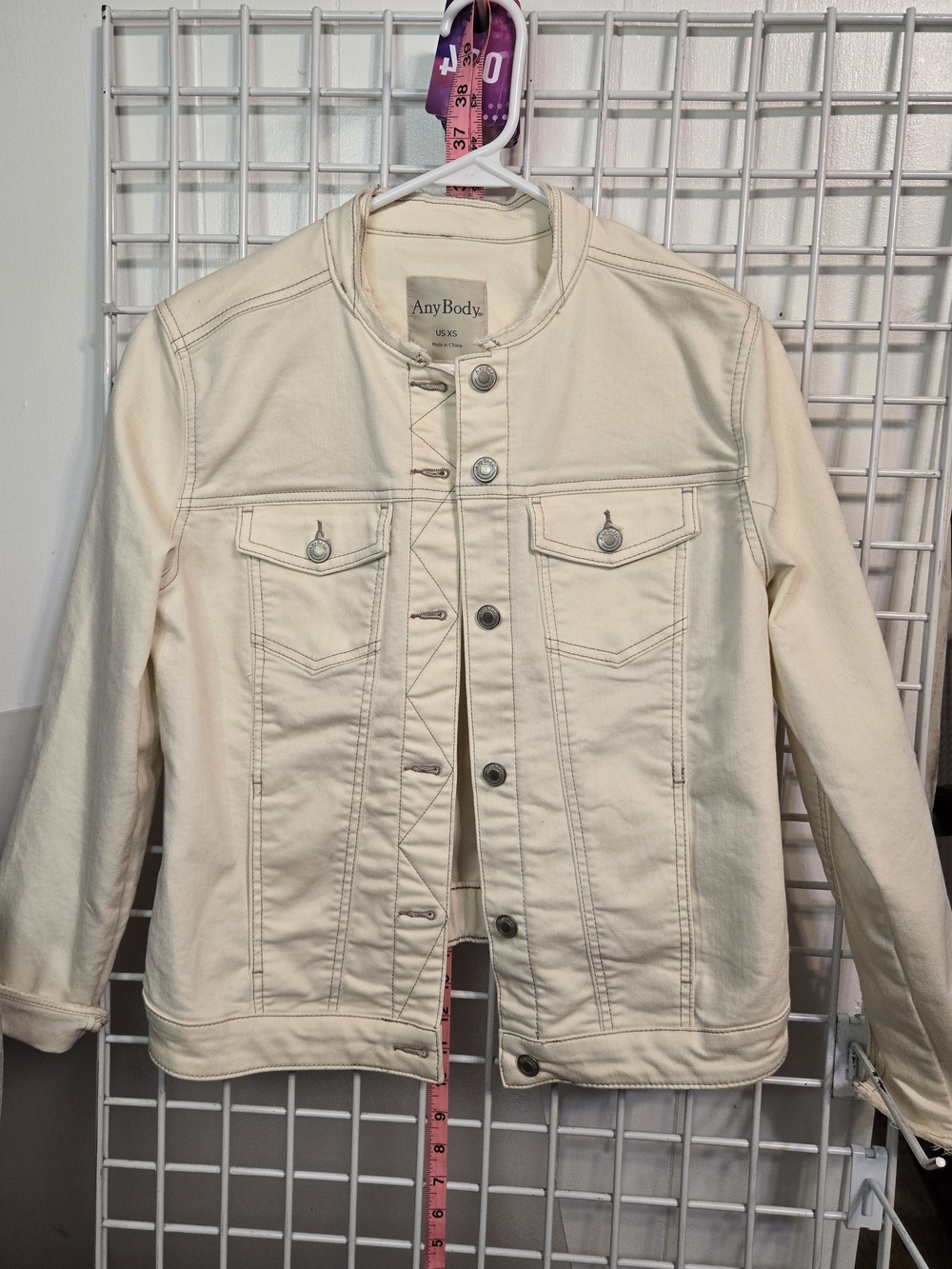 AnyBody Cream Casual Button Front Jacket, Size XS